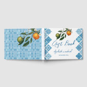 Moderne mediterrane Lemon Blue Tiles Wedding Gästebuch (Voll)