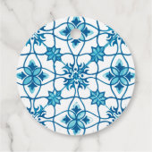 Moderne mediterrane Lemon Blue Tiles Wedding Geschenkanhänger (Rückseite)