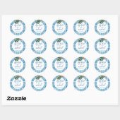 Moderne mediterrane Lemon Blue Tiles Wedding Runder Aufkleber (Blatt)