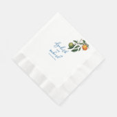 Moderne mediterrane Lemon Blue Tiles Wedding Serviette (Ecke)