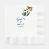 Moderne mediterrane Lemon Blue Tiles Wedding Serviette (Vorderseite)