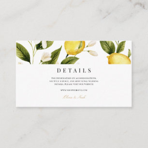 Moderne mediterrane Lemon-Hochzeitsdetails Begleitkarte