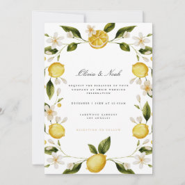 Moderne Mediterrane Lemon Hochzeitskarte Einladung