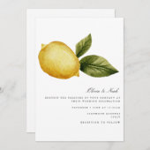 Moderne Mediterrane Lemon Hochzeitskarte Einladung (Vorne/Hinten)