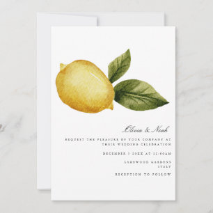 Moderne Mediterrane Lemon Hochzeitskarte Einladung