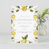 Moderne mediterrane Lemon Verlobung Einladung (Stehend Vorderseite)