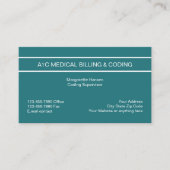 Moderne medizinische Abrechnung und Programmierung Visitenkarte (Vorderseite)