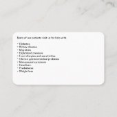 Moderne medizinische Ernährungstherapie Visitenkarte (Rückseite)