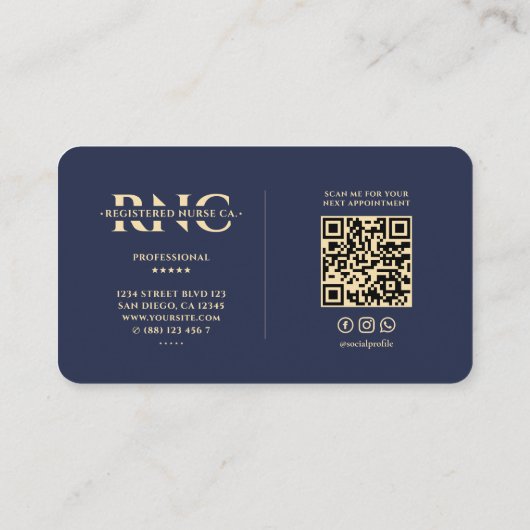 Moderne medizinische Krankenpflege Monogram Caduce Visitenkarte (Rückseite)