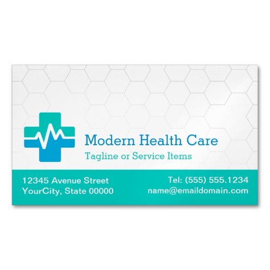 Moderne medizinische Versorgung - Weiß Grün Blau Magnetische Visitenkarte (Vorderseite)