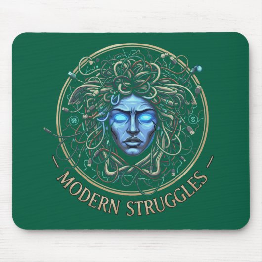 Moderne Medusa-Tech-Probleme - Cyberpunk Griechenl Mousepad (Vorne)