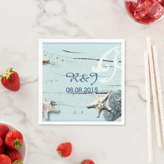 Moderne Meeres-Shells Beach Hochzeit Serviette (Beispiel)