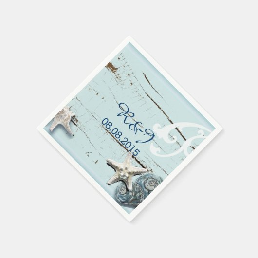 Moderne Meeres-Shells Beach Hochzeit Serviette (Ecke)