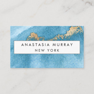 Moderne Meeresblau- und Gold-Glitter-Minimalist-Lu Visitenkarte