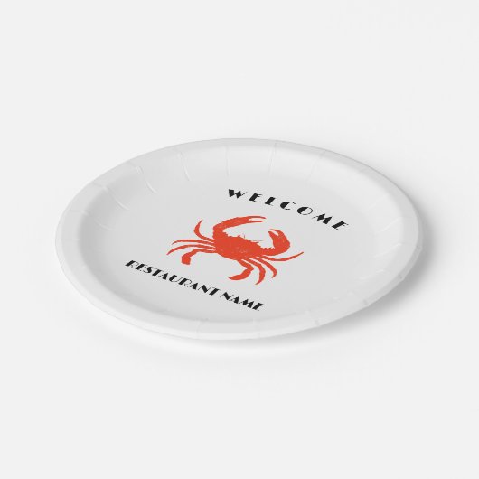 Moderne Meeresfrüchte begrüßen Rote Krebse Gewürze Pappteller (Schrägansicht)