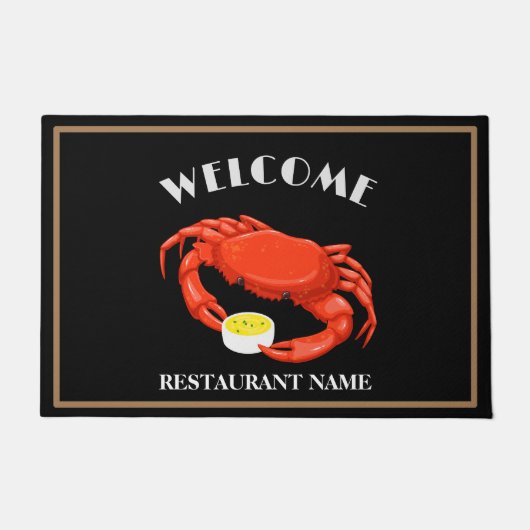 Moderne Meeresfrüchte Willkommen Rote Krabbensuppe Fußmatte (Vorderseite)