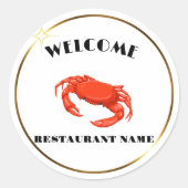 Moderne Meeresfrüchte Willkommen Roter Krebs indiv Runder Aufkleber (Vorderseite)
