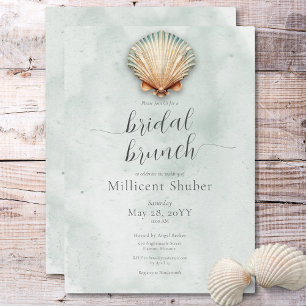 Moderne Meeresmuscheln Aqua Braut-Brunch Einladung