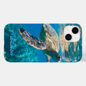 Moderne Meeresschildkröte Unterwasser Personalisie Case-Mate iPhone Hülle (Rückseite (Horizontal))