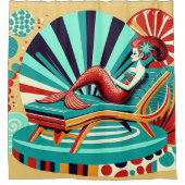 "Moderne Meerjungfrau - pulsierende Retrokunst" Duschvorhang (Vorderseite)