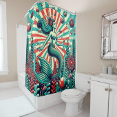 "Moderne Meerjungfrau - pulsierende Retrokunst" Duschvorhang (Beispiel)