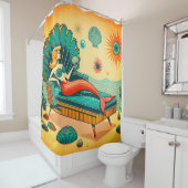 "Moderne Meerjungfrau - pulsierende Retrokunst" Duschvorhang (Beispiel)