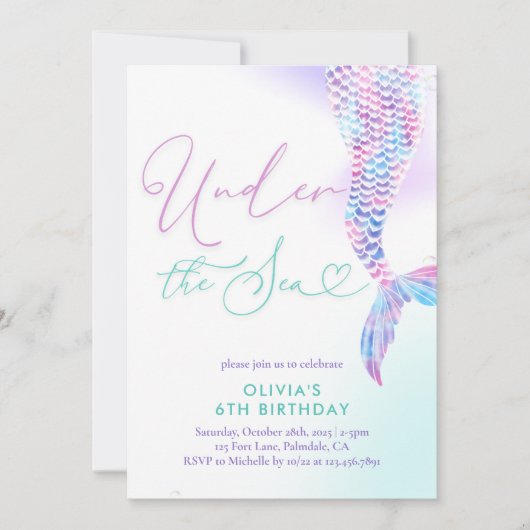 Moderne Meerjungfrau unter dem Meer Einladung (Vorderseite)