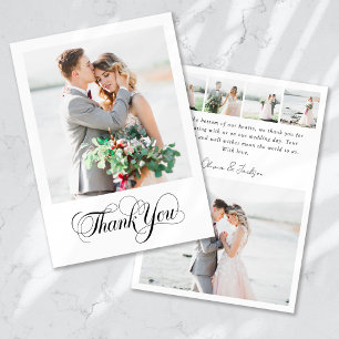 Moderne Mehrbild-Kalligrafie-Hochzeit Dankeskarte