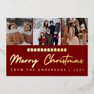 Moderne Mehrfach-Foto-Collage Frohe Weihnachten Folien Feiertagskarte