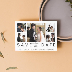 Moderne Mehrfach-Foto-Collage-Hochzeit Save The Date
