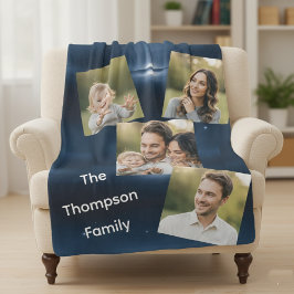 Moderne Mehrfach-Foto Familienname Benutzerdefinie Sherpadecke