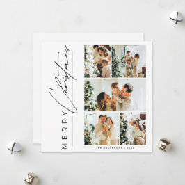 Moderne Mehrfach-Foto-Frohe-Weihnachten-Schrift Feiertagskarte