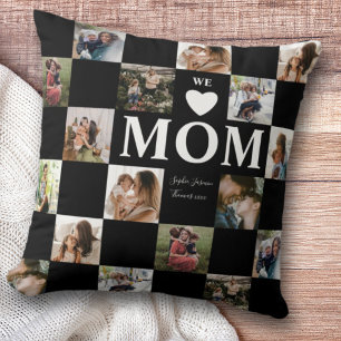 Moderne Mehrfach-Foto Schwarz-Weiß-Mama Kissen