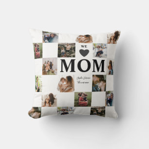 Moderne Mehrfach-Foto-Schwarz-Weiß-Mama-Wurfkissen Kissen