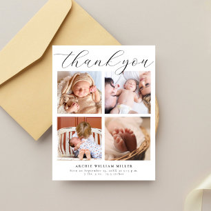 Moderne Mehrfach-Fotocollage Danke für das neue Ba Postkarte