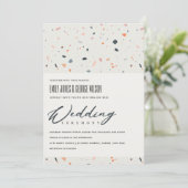 MODERNE MEHRFARBENE TERRAZZO PATTERN WEDING INVITE DANKESKARTE (Stehend Vorderseite)