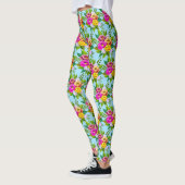 Moderne mehrfarbige Blume auf Light Blue Leggings (Links)