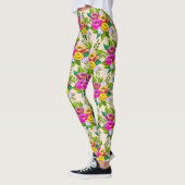 Moderne mehrfarbige Blume über Elfenbein Leggings (Links)