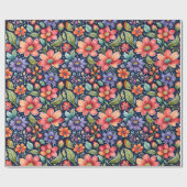 Moderne mehrfarbige Blumen Geschenkpapier (Flach)