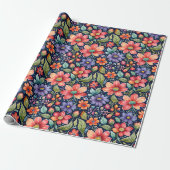 Moderne mehrfarbige Blumen Geschenkpapier (Ungerollt)