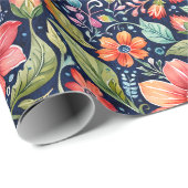 Moderne mehrfarbige Blumen Geschenkpapier (Rolleneckpunkt)