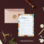 Moderne mehrfarbige Blumenberatungskarte Hinweiskarte<br><div class="desc">Mit unserer modernen Multicolor Floral Wedding Advice & Wishings Card erfassen Sie das Wesentliche aus herzlicher Beratung und guten Wünschen. Mit einem lebendigen und zeitgenössischen abstrakten Blumendesign lädt diese Karte die Gäste ein, ihre Weisheit, ihren Rat und ihre herzlichen Wünsche für Braut und Bräutigam zu teilen. Ermuntern Sie die Gäste,...</div>