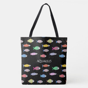 Moderne mehrfarbige Fische auf Schwarz Tasche