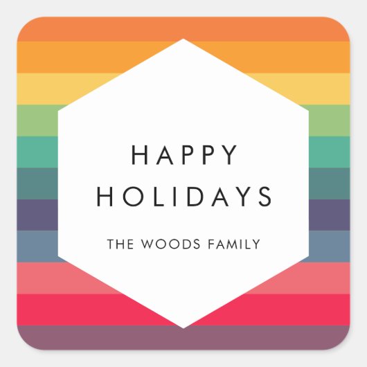Moderne mehrfarbige geometrische Ferien Quadratischer Aufkleber (Vorderseite)