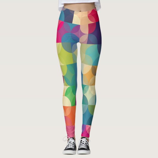 Moderne, mehrfarbige geometrische Formen Leggings (Vorderseite)