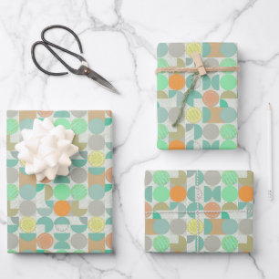 Moderne, mehrfarbige geometrische geschenkpapier set