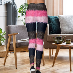 Moderne mehrfarbige gestreifte gestrickte Wollstru Leggings