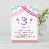 Moderne mehrfarbige Girls Drei Sterne Einladung (Stehend Vorderseite)