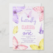 Moderne mehrfarbige Kleine Schmetterlinge 1. Gebur Einladung (Vorderseite)