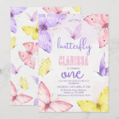 Moderne mehrfarbige Kleine Schmetterlinge 1. Gebur Einladung (Vorne/Hinten)